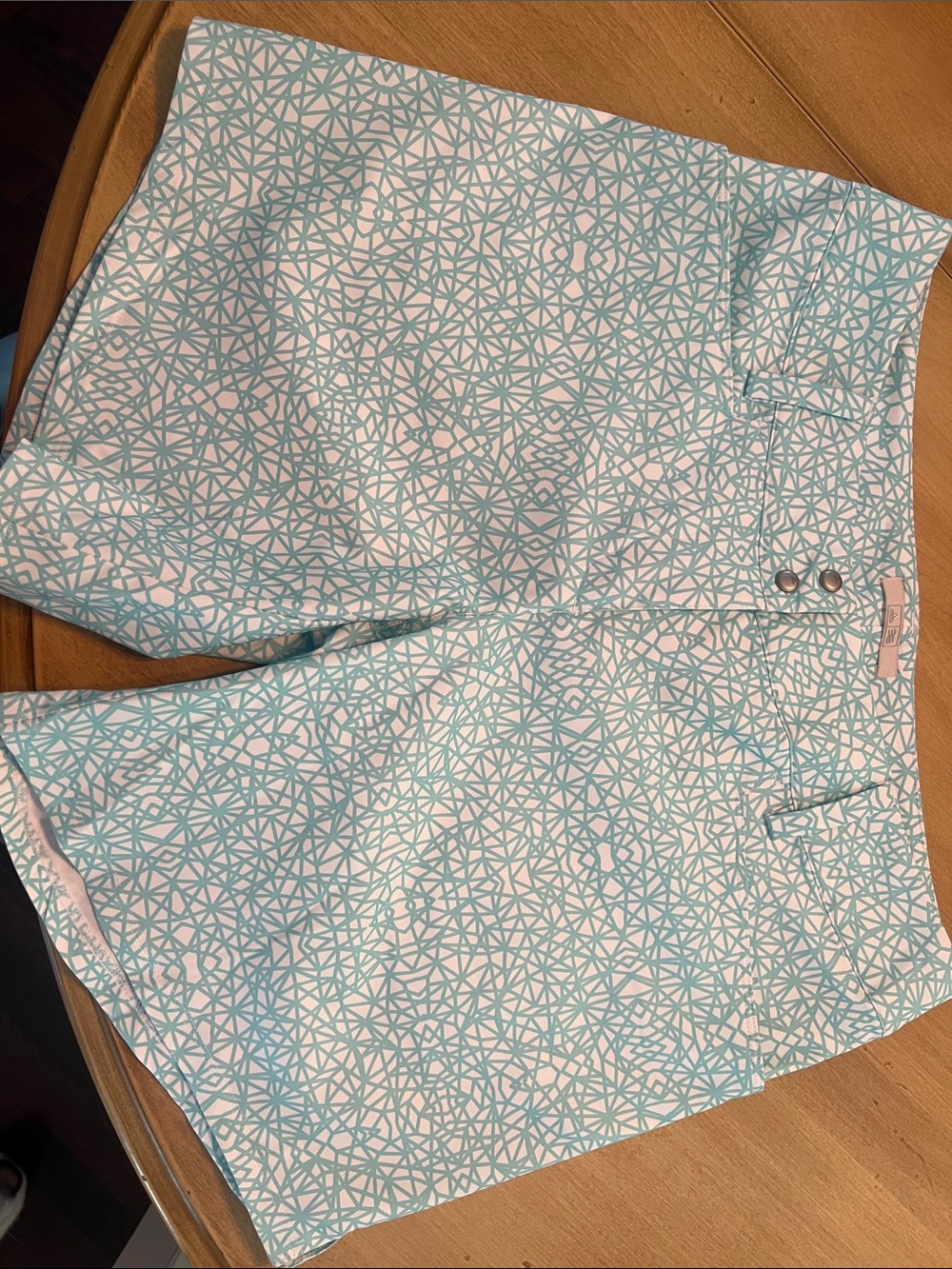Women’s Light Blue Geometric Athletic Shorts